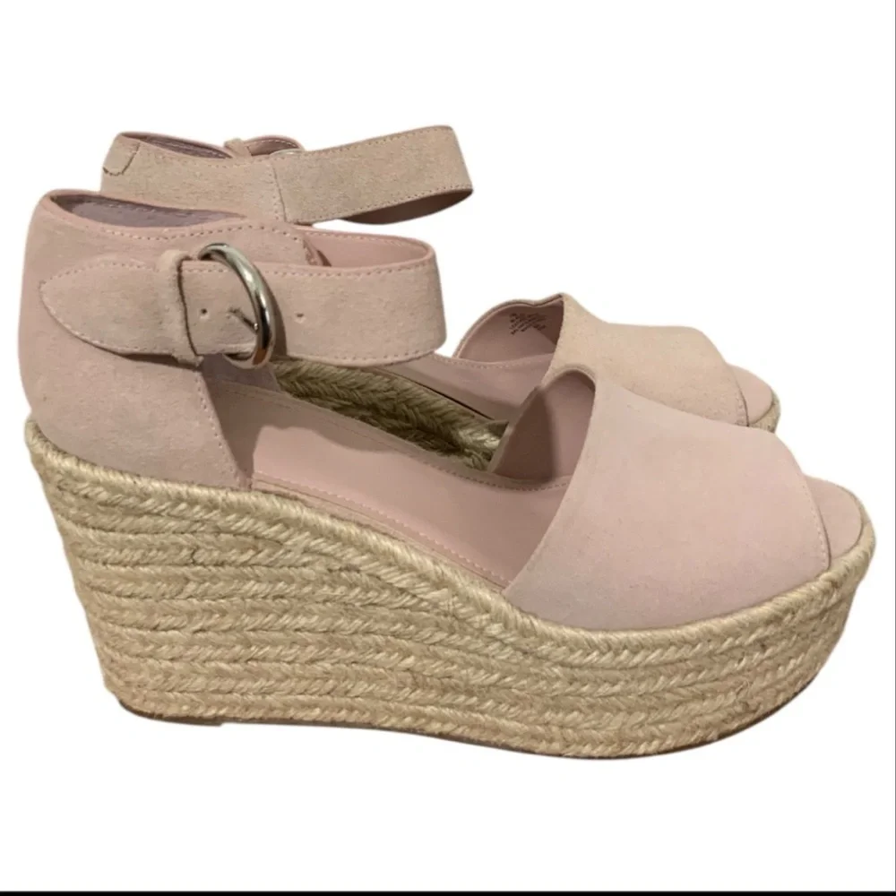 Marc Fisher Alida Suede Leather Espadrille Sandal Ankle Strap Sz 11 l Pink